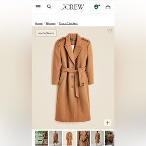 SOLD - NWT - J.Crew Wrap trench coat in Italian double-faced wool blend